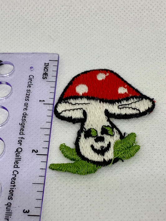 Wrights Sew On Mushroom with Face Vintage Applique Cotton Fast Color