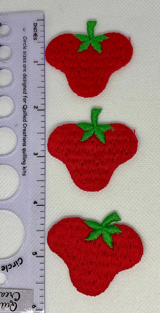 Vintage Embroidered Red Strawberry Patch - Sew On